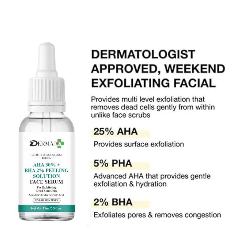 DERMAKR DERMA KR Anti aging brightening Face Cream50gm AHA 30 BHA 2 Peeling Solution Face Serum15MlFacial Pack Of 2 - Image 3