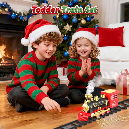 Hot Bee Train Toys Train Steam Locomotive Engine Toy, Smoke, Lights & Sounds, for 3 4 5 6 7+ Year Old Kids - Image 4