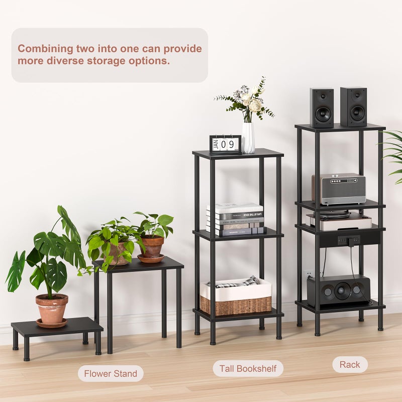 YUFAM End Table,Small Side Table,2-Tier Nightstand with Storage Shelf,Sofa Bedside Table for Small Spaces in Living Room,Bedroom, Office,Stable Frame,Easy Assembly,Black - Image 5