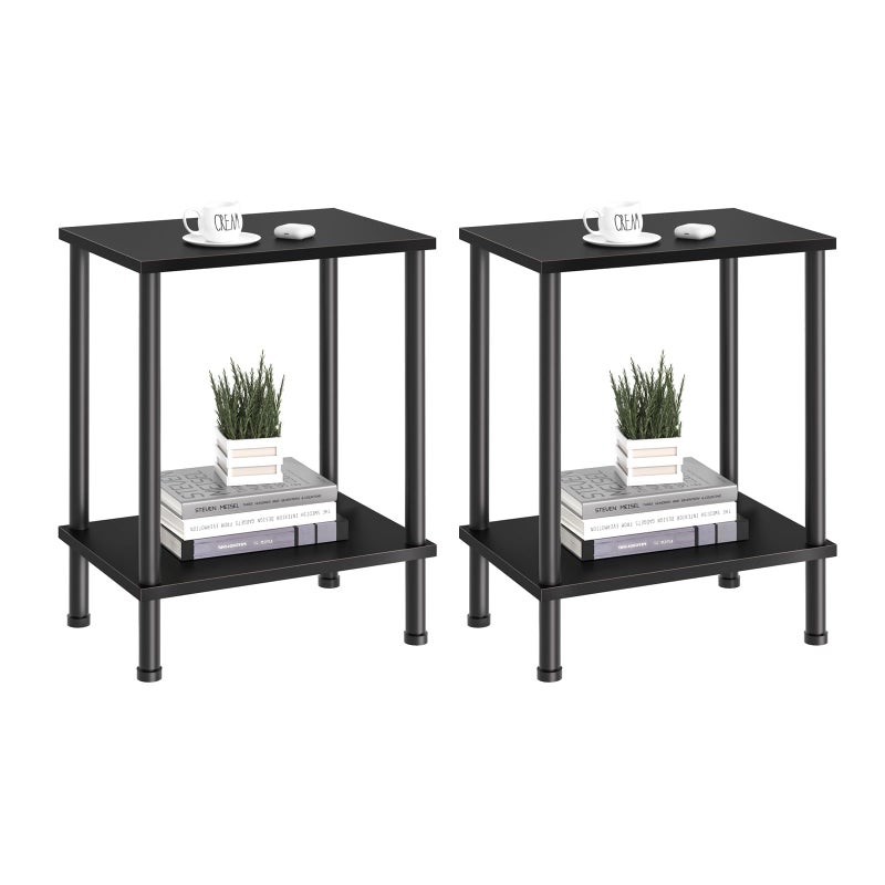YUFAM End Table,Small Side Table,2-Tier Nightstand with Storage Shelf,Sofa Bedside Table for Small Spaces in Living Room,Bedroom, Office,Stable Frame,Easy Assembly,Black - Image 1