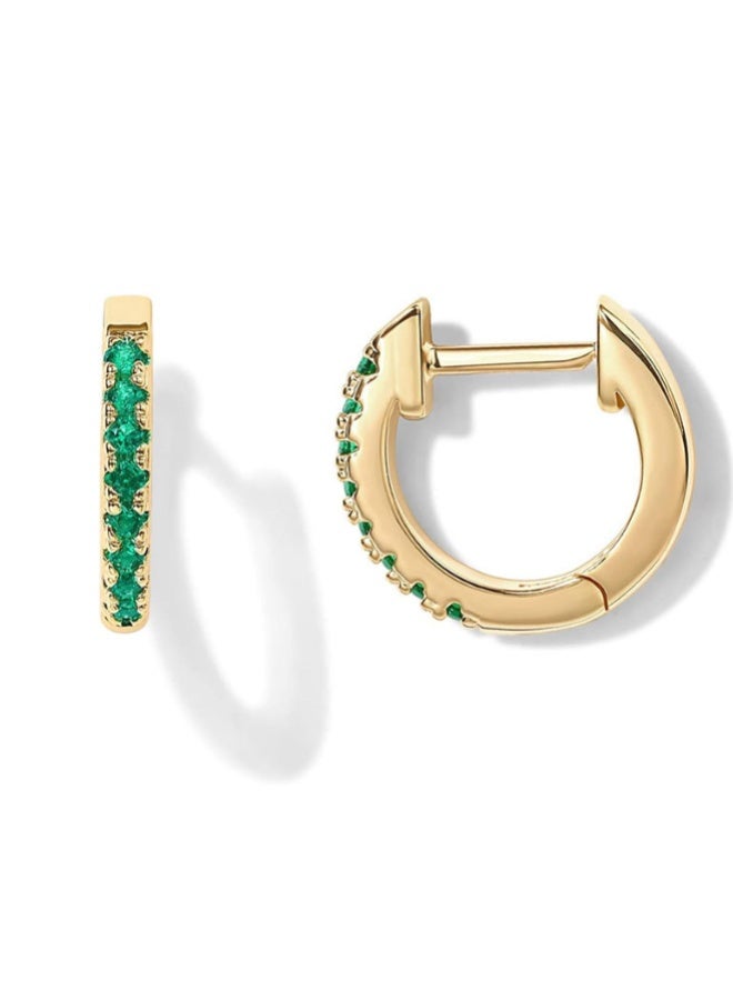 Copper inlaid zircon green earrings - Image 1