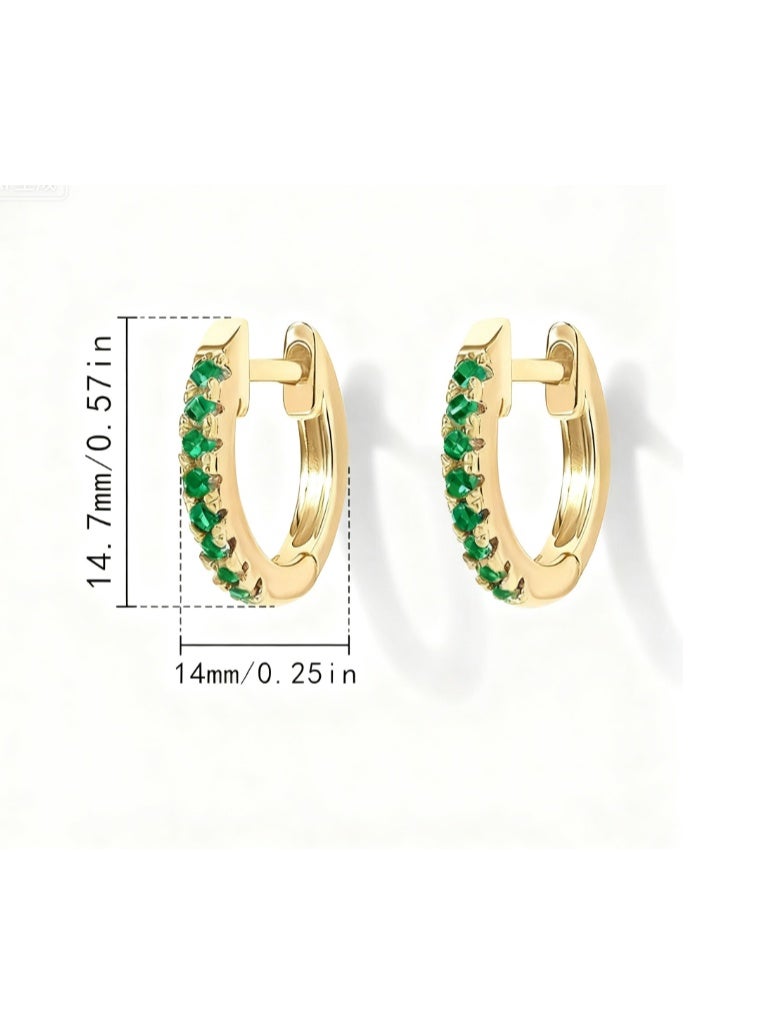 Copper inlaid zircon green earrings - Image 2