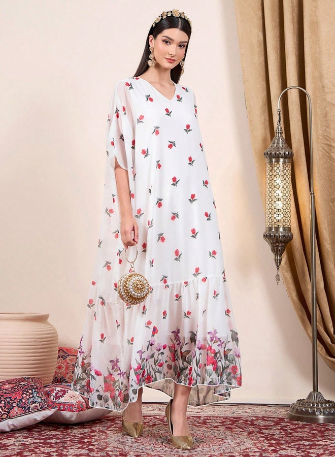 Take Two Multi-Floral Maxi Kaftan Dress - Image 2