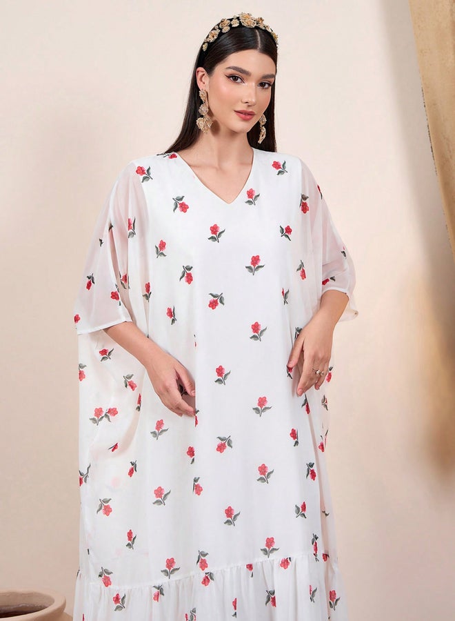 Take Two Multi-Floral Maxi Kaftan Dress - Image 4