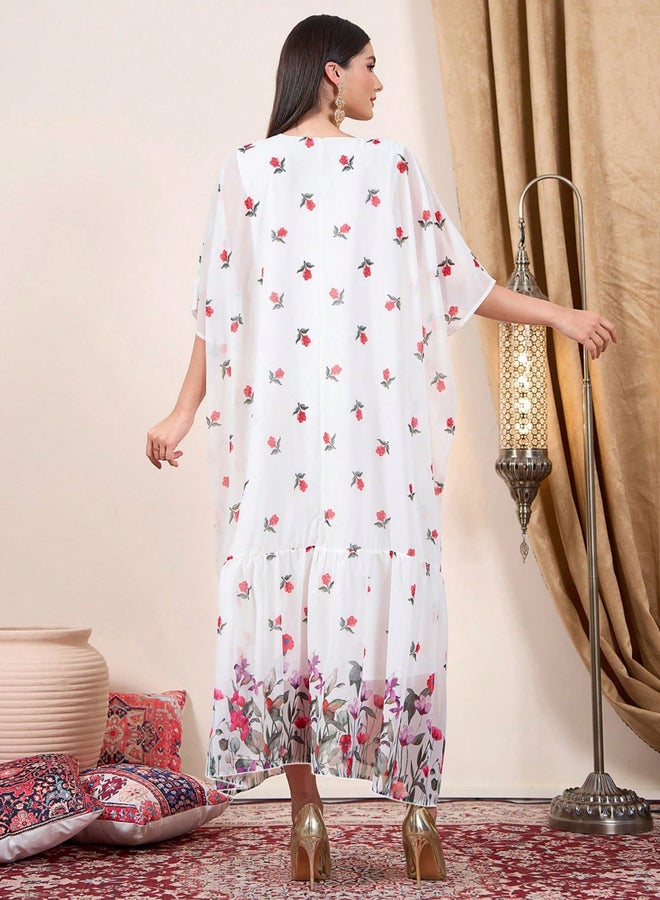 Take Two Multi-Floral Maxi Kaftan Dress - Image 3