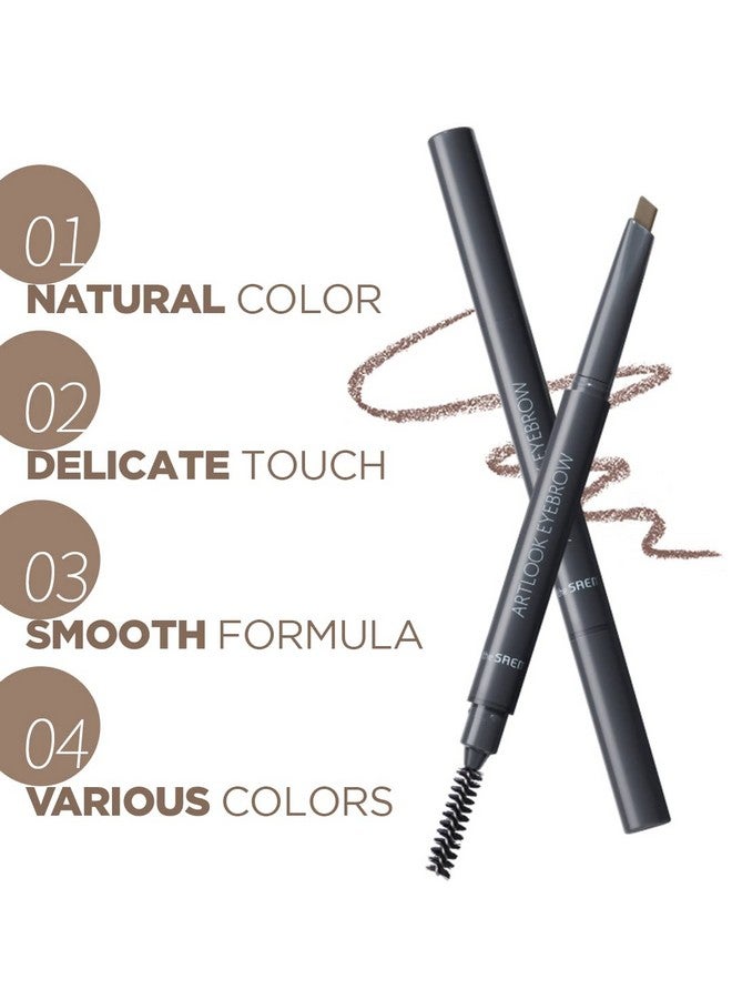 THESAEM The Saem Artlook Eyebrow Definer Pencil With Spoolie Brush 04 Black Gray Long Lasting Eyebrow Pencil For Soft Textured Eyebrow Makeup With Vitamin E Triangular Pencil - Image 3