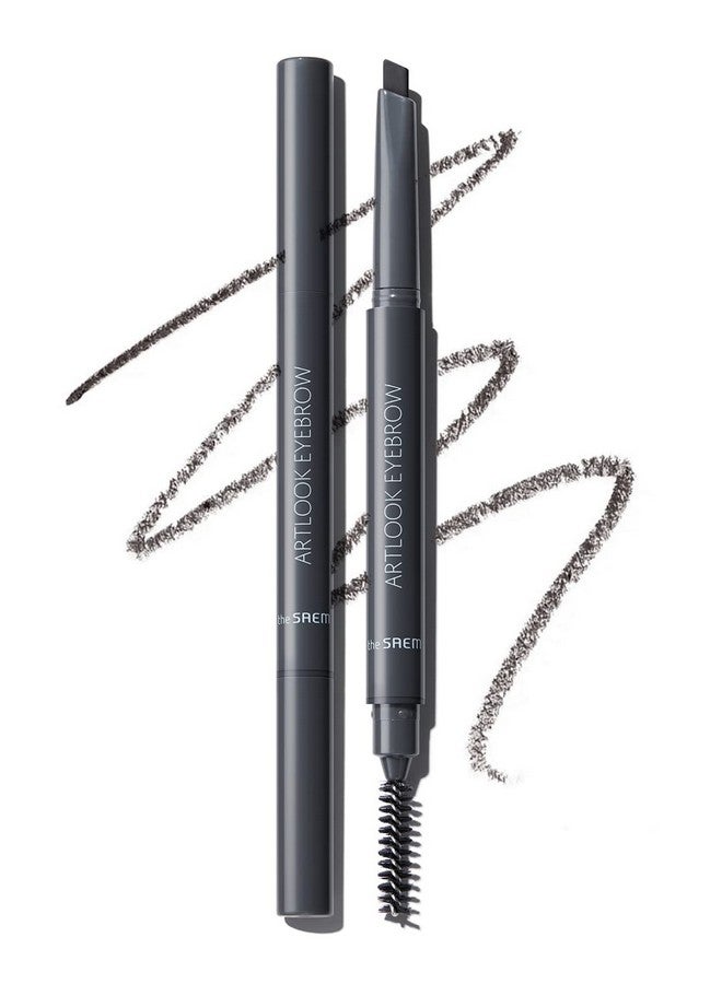 THESAEM The Saem Artlook Eyebrow Definer Pencil With Spoolie Brush 04 Black Gray Long Lasting Eyebrow Pencil For Soft Textured Eyebrow Makeup With Vitamin E Triangular Pencil - Image 2