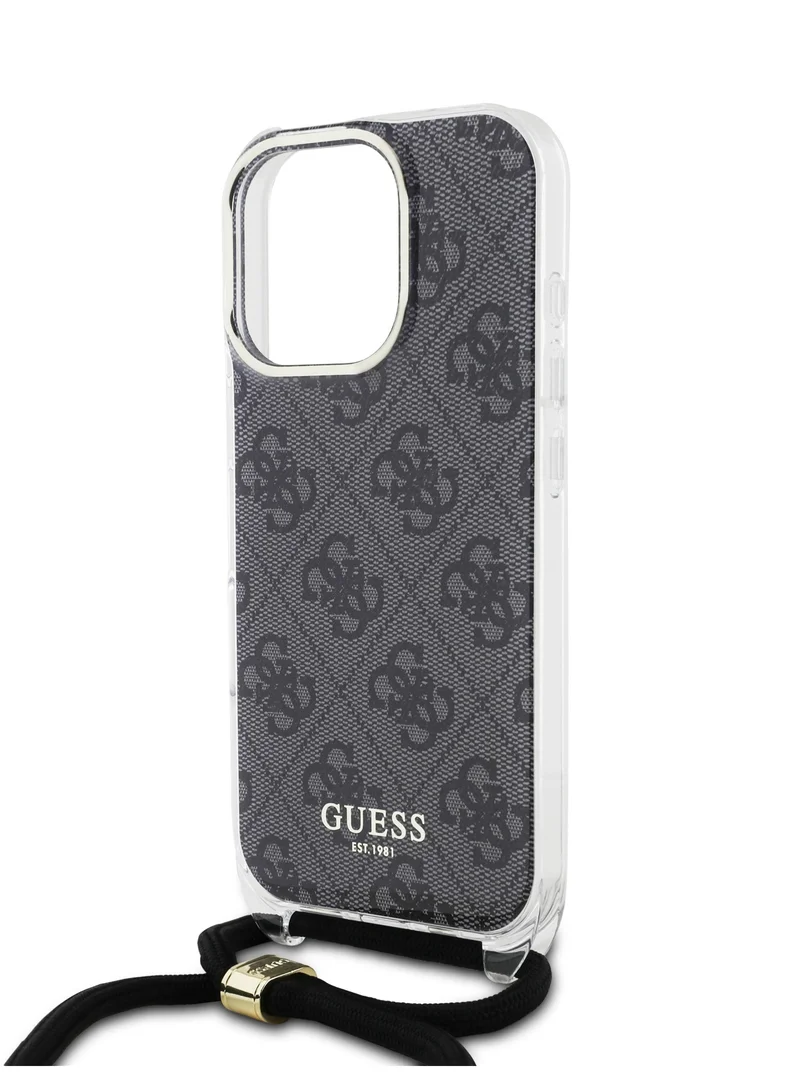GUESS iPhone 16 Pro 4G Hard Case With Cross Body Cord / Easy Snap-on Cover / Lanyard for Drop Protection / Lightweight Case - Black