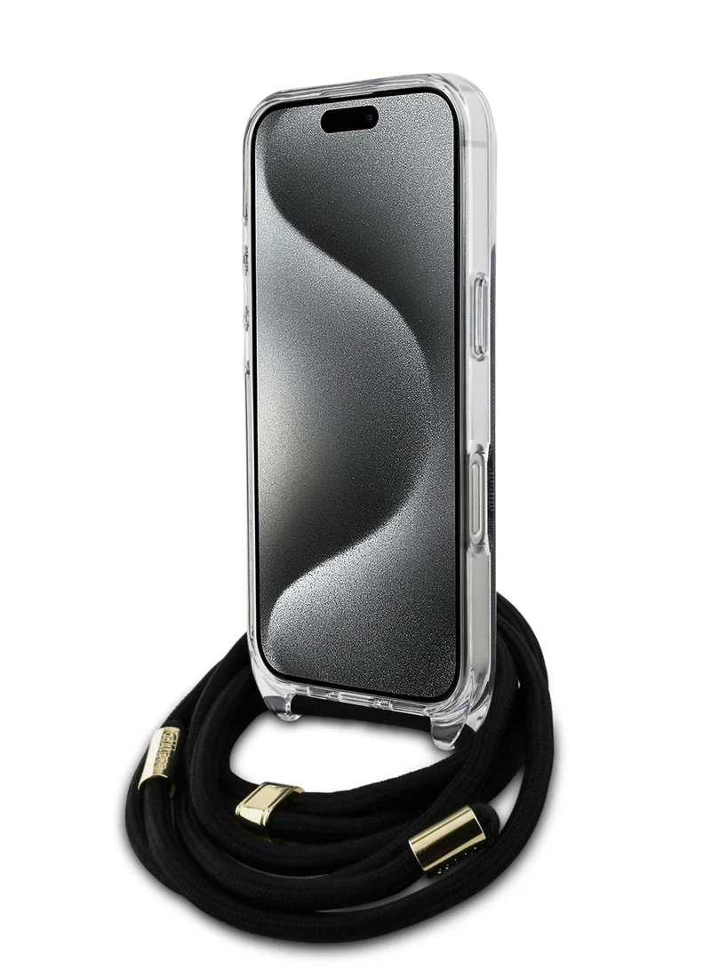 GUESS iPhone 16 Pro 4G Hard Case With Cross Body Cord / Easy Snap-on Cover / Lanyard for Drop Protection / Lightweight Case - Black