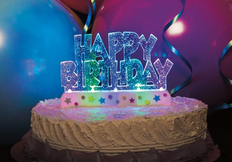 Unique Dazzling Flashing Happy Birthday Cake Decoration  325 x 475 1 Count  Perfect Celebration Centerpiece - Image 4