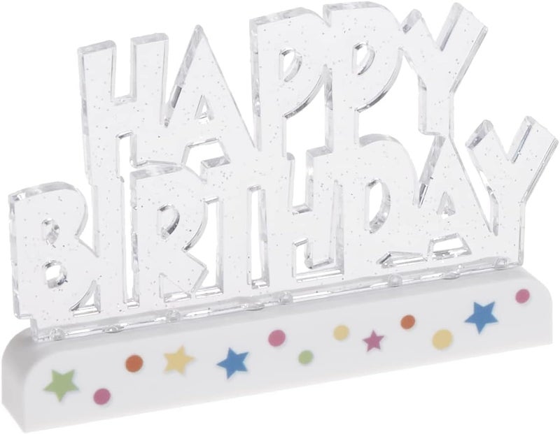 Unique Dazzling Flashing Happy Birthday Cake Decoration  325 x 475 1 Count  Perfect Celebration Centerpiece - Image 1