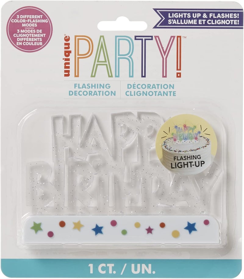 Unique Dazzling Flashing Happy Birthday Cake Decoration  325 x 475 1 Count  Perfect Celebration Centerpiece - Image 2