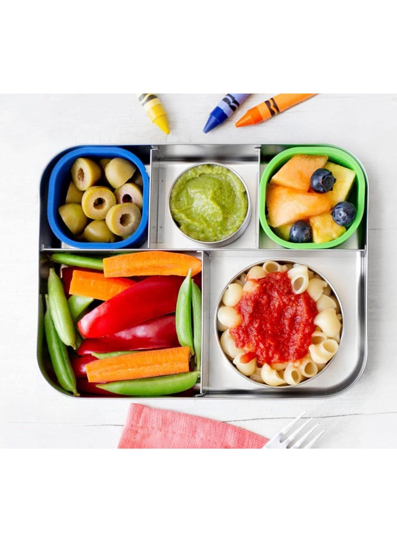 LunchBots Silicone Bento Cups Set - Accessories Designed to Fit in Medium and Large Bento Lunch Boxes - 7 Pieces - Blue/Aqua - Image 3