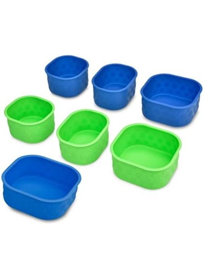 LunchBots Silicone Bento Cups Set - Accessories Designed to Fit in Medium and Large Bento Lunch Boxes - 7 Pieces - Blue/Aqua - Image 1