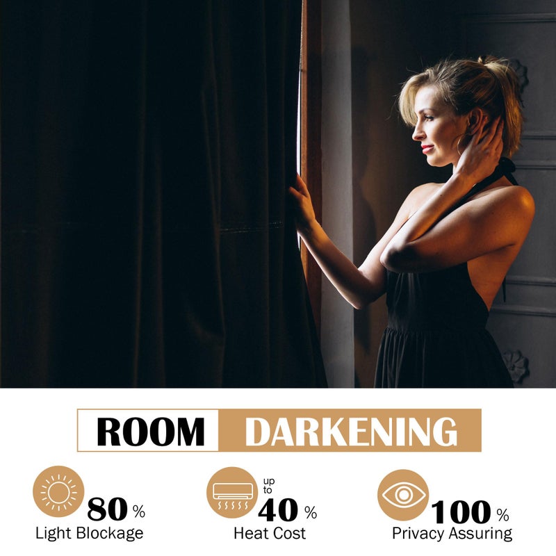 Beauoop Black Velvet Curtains 84 Inches Long 2 Panels for Bedroom Living Room Soft Luxury Room Darkening Thermal Insulated Soundproof Rod Pocket Window Treatments Drapes, 52X84 Set of 2 - Image 4