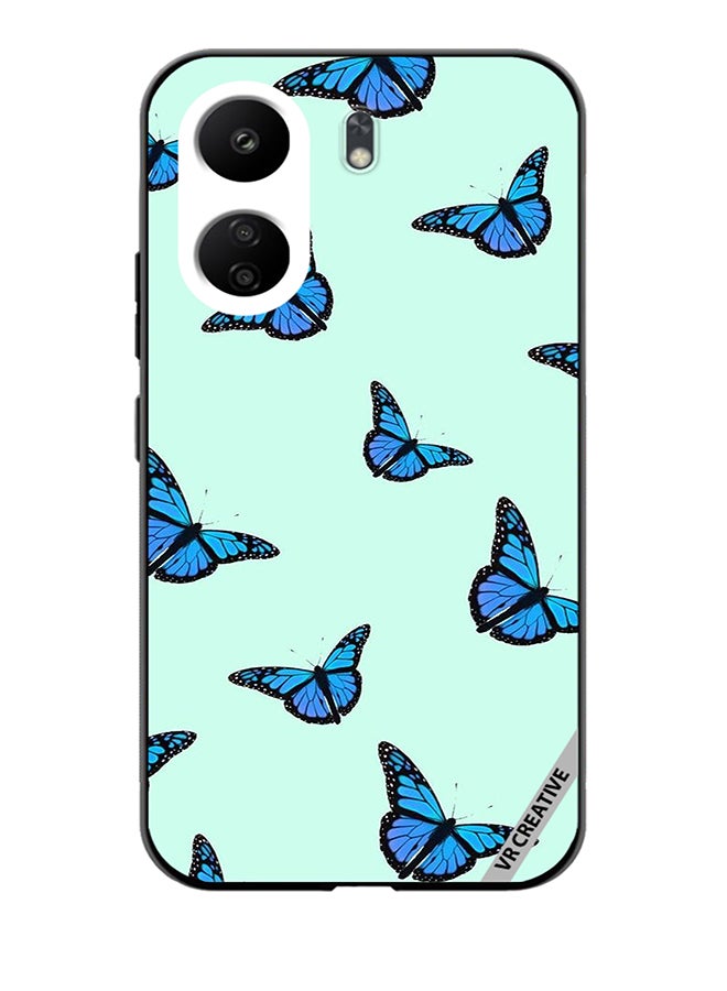 VR CREATIVE Protective Case Cover For Xiaomi Redmi 13C Blue Butterfly Flies Design Multicolour - Image 1