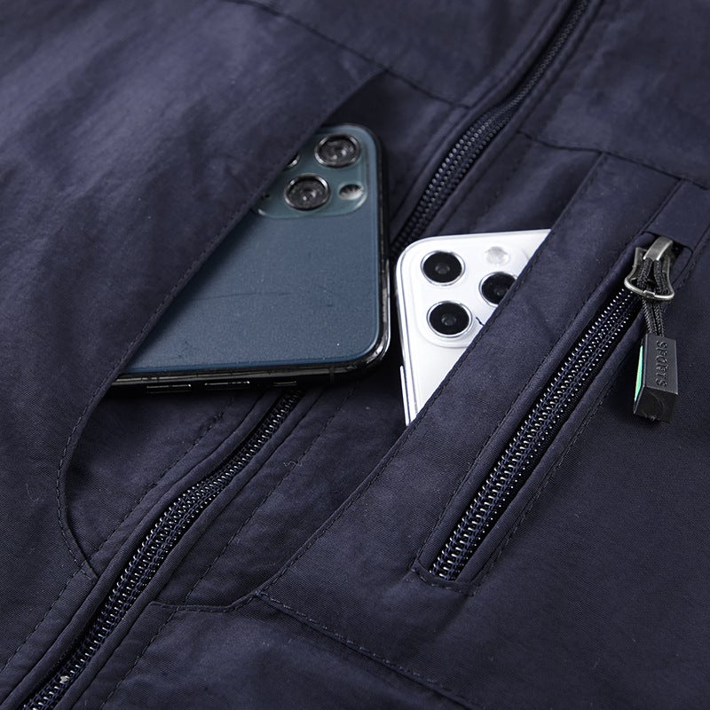 Men'S Vest Spring, Summer And Autumn Vest Men'S Casual Stand Collar Multi-Pocket Workwear Outdoor Pography - Image 3