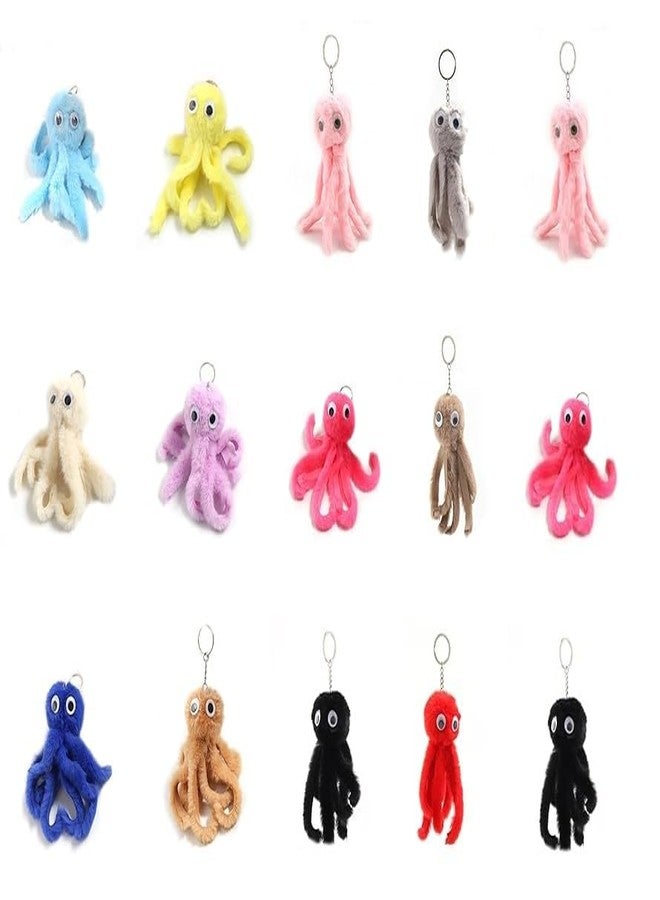 Birthday party Return gift ideas bulk for kids children boys girls bags Octopus Fur Keychain Cute Little Stars Keyring Keychains Keyrings Key Rings cradle cermony baby naming SET OF 10 - Image 5