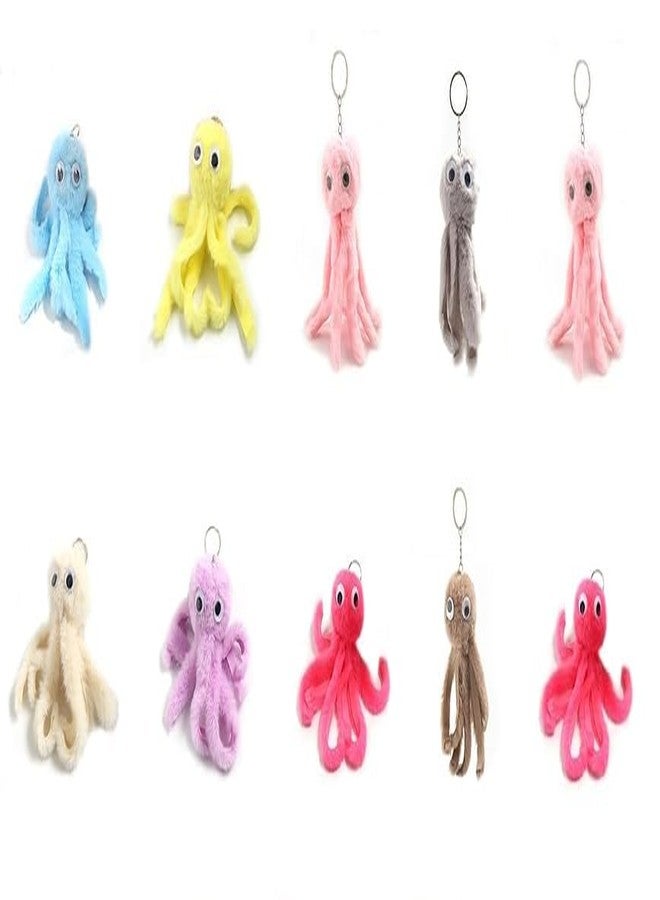 Birthday party Return gift ideas bulk for kids children boys girls bags Octopus Fur Keychain Cute Little Stars Keyring Keychains Keyrings Key Rings cradle cermony baby naming SET OF 10 - Image 2