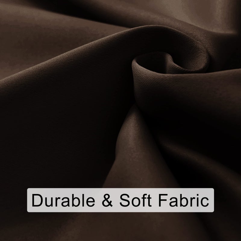 JIUZHEN Blackout Curtains for Bedroom - Thermal Insulated Room Darkening Noise Reducing  52 x 45 Inch Length Curtains for Living Room  Set of 2 Panels with Tiebacks  Brown - Image 2