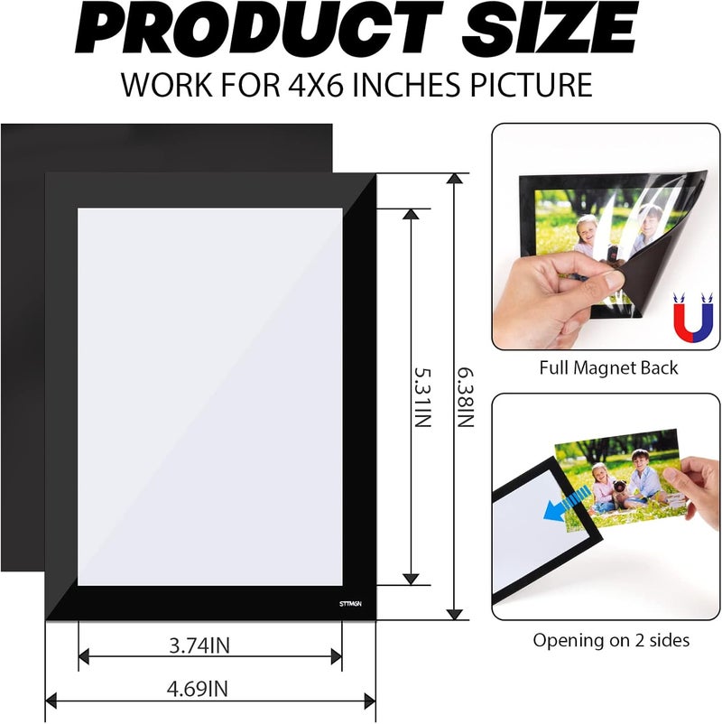 STTMGN Magnetic Picture Frames with Black Border(4"X6",10 Pack),Magnet Photo Frame Pockets/Postcard Holder,Decorations for home/office/school/Classroom/party - Image 5