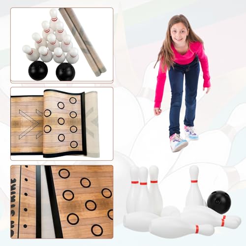 XONYOOM Mini Bowling Set Bowling Alley & Lane Games Indoor Outdoor Home Bowling Set Bowling Pins & Ball Set for Backyard, Lawn, Party Games - Image 2