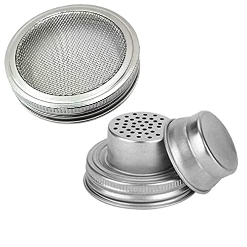 wollcocer Strainer Shaker Lids 316 Stainless Steel Mesh Strainer Lid Wide Mouth Sprouting Lids Set for Mason Jar Canning Lid - Image 1