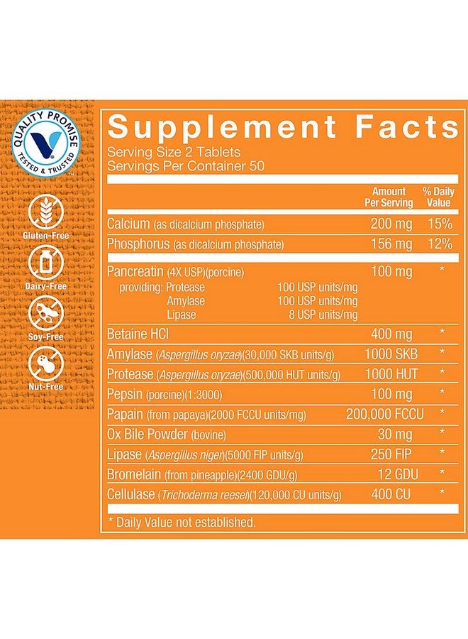 The Vitamin Shoppe Multi Enzyme - Helps Support The Digestion & Absorption of Protein, Carbs & Fat (100 Tablets) - Image 3
