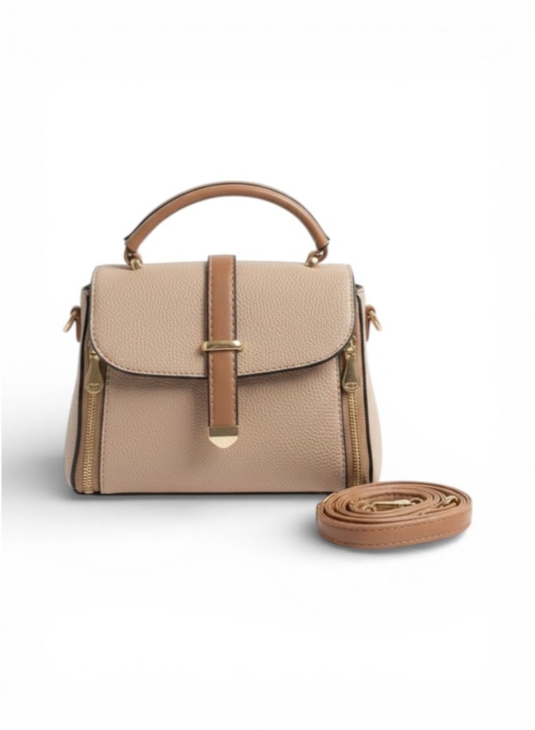 لايف ستيلاش  حقيبة كروس جلد مع حزام ZC-6 - كافيه - Image 2