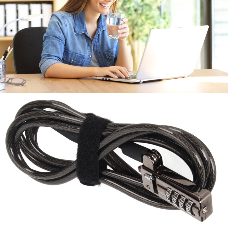 Laptop Lock: 4 Digit Combination, Cut Proof PVC Material, Adjustable Length - Durable Rigorously Tested Security Cable for Public Places & Notebook Devices - Image 2