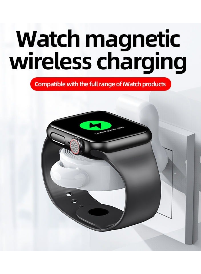 سام Charger for Apple Watch Portable iWatch USB Wireless Charger, Travel Cordless Wireless Charger with Light Weight Magnetic Quick Charge for Apple Watch Ultra Series 8 7 SE 6 5 4 3 2 1, White - Image 1