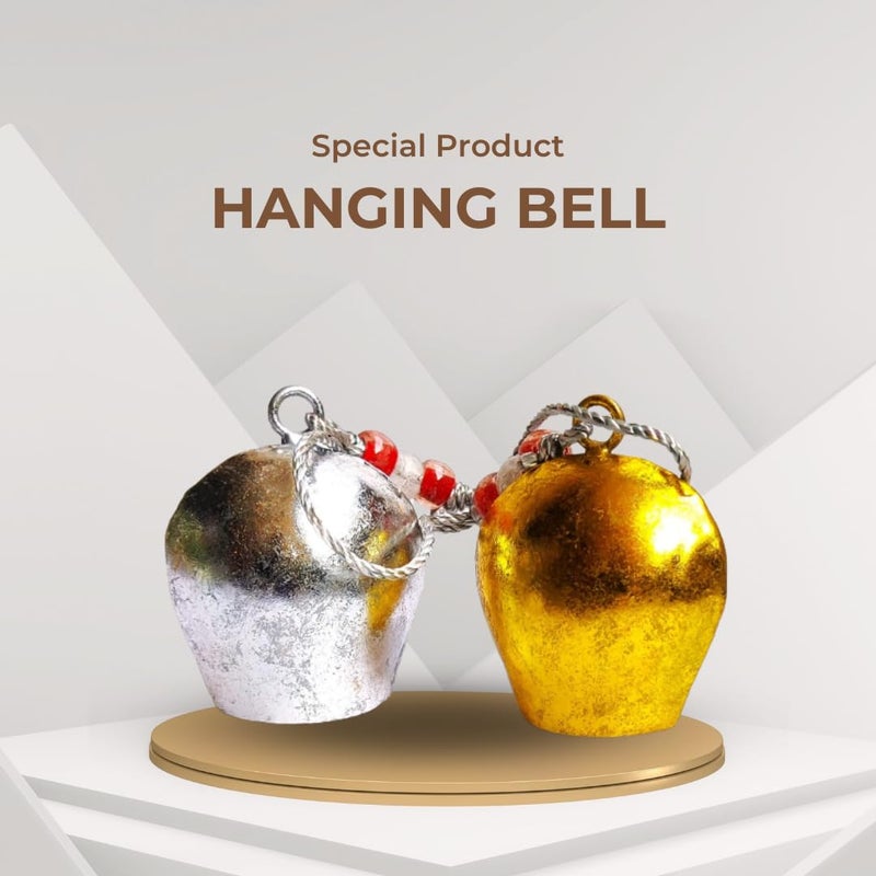 MIRAMAYEE Gold Silver Cow Bells Set of 2 Iron Wall Bells Multi use Versatile Door Hanging Decorative Bell Decorative Wall Hanging adds Artistic Perspective to Your Space - Image 2