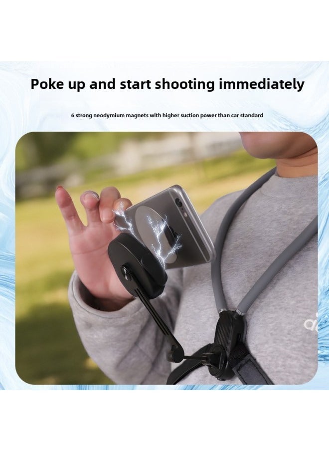 GoPro Chest Fixed Neck Hanging Live Anti-shake Shooting First-person Perspective Mobile Phone Magnetic Hanging Neck-Color:C099 Set - Image 5