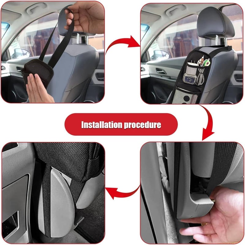 BEANPRECOY 2PCS Car Seat Organizer, Mesh Hanging Storage Bag with Multi-Pocket, Side Seat Pocket Holder for Phone, Wallet, Glasses, Universal Fit for Car SUV Truck Accessories - Image 5