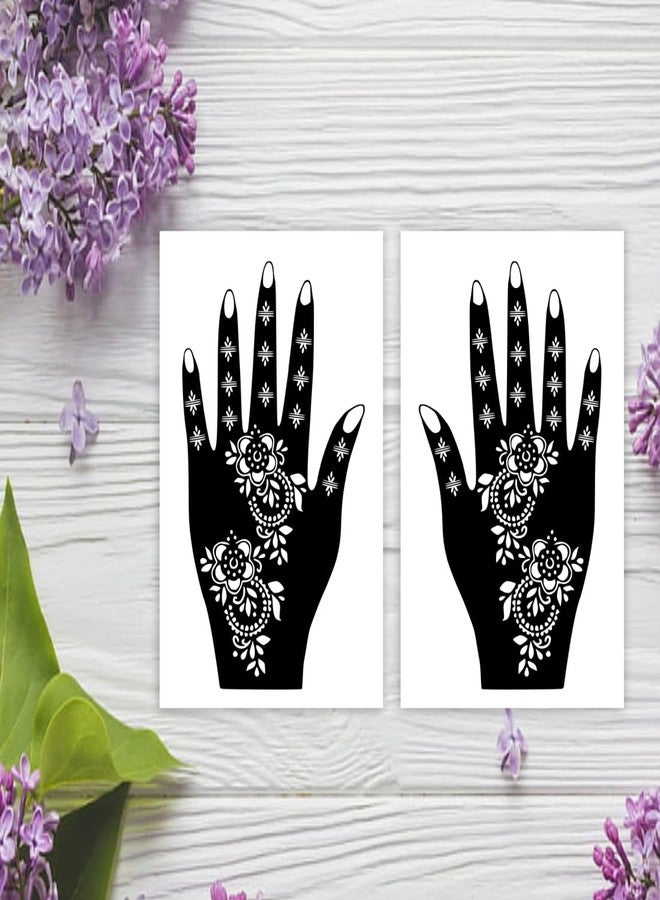 Komstec Instant Mehndi Décor Mehndi Stencil Sticker for Palm and Finger One Set for Both Hand Easy-to-Use Henna - Image 2