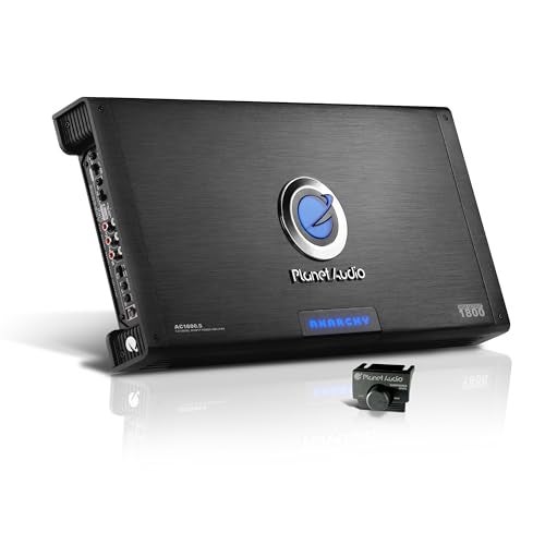 Planet Audio AC1800.5 5 Channel Car Amplifier - 1800 High Output, High/Low Level Inputs, High/Low Pass Crossover, Full Range, Bass for Subwoofer - Image 1