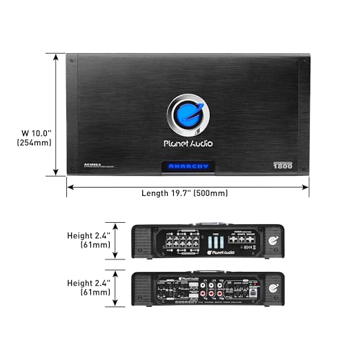 Planet Audio AC1800.5 5 Channel Car Amplifier - 1800 High Output, High/Low Level Inputs, High/Low Pass Crossover, Full Range, Bass for Subwoofer - Image 4