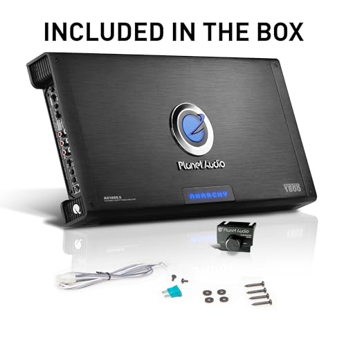 Planet Audio AC1800.5 5 Channel Car Amplifier - 1800 High Output, High/Low Level Inputs, High/Low Pass Crossover, Full Range, Bass for Subwoofer - Image 5