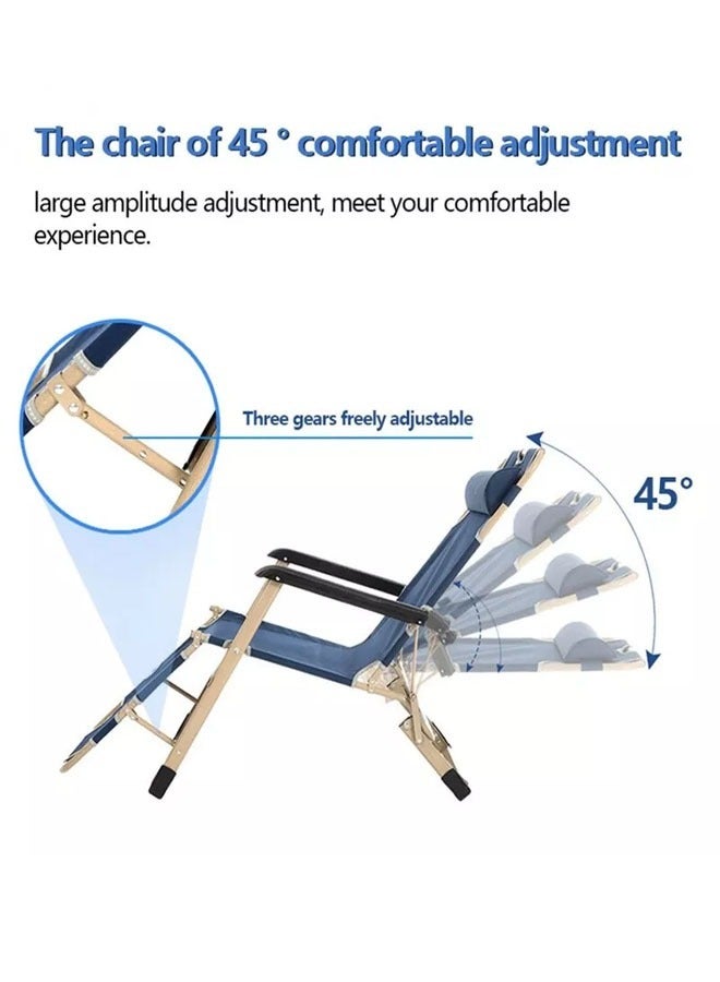 KLNAMAEAAN Chaise Lounge Outdoor Portable Folding Patio Recliner Chair adjustable Backrest with Suede Mat - Image 2