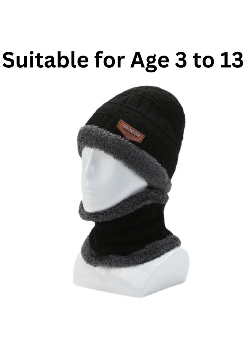 SARAOONT 2 Pcs Kids Winter Hat and Scarf Set Ages 3 to 13 Warm Knit Beanie with Plush Lining for Boys and Girls  - Image 4
