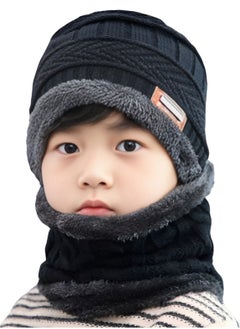 SARAOONT 2 Pcs Kids Winter Hat and Scarf Set Ages 3 to 13 Warm Knit Beanie with Plush Lining for Boys and Girls  - Image 1