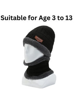 SARAOONT 2 Pcs Kids Winter Hat and Scarf Set Ages 3 to 13 Warm Knit Beanie with Plush Lining for Boys and Girls  - Image 4