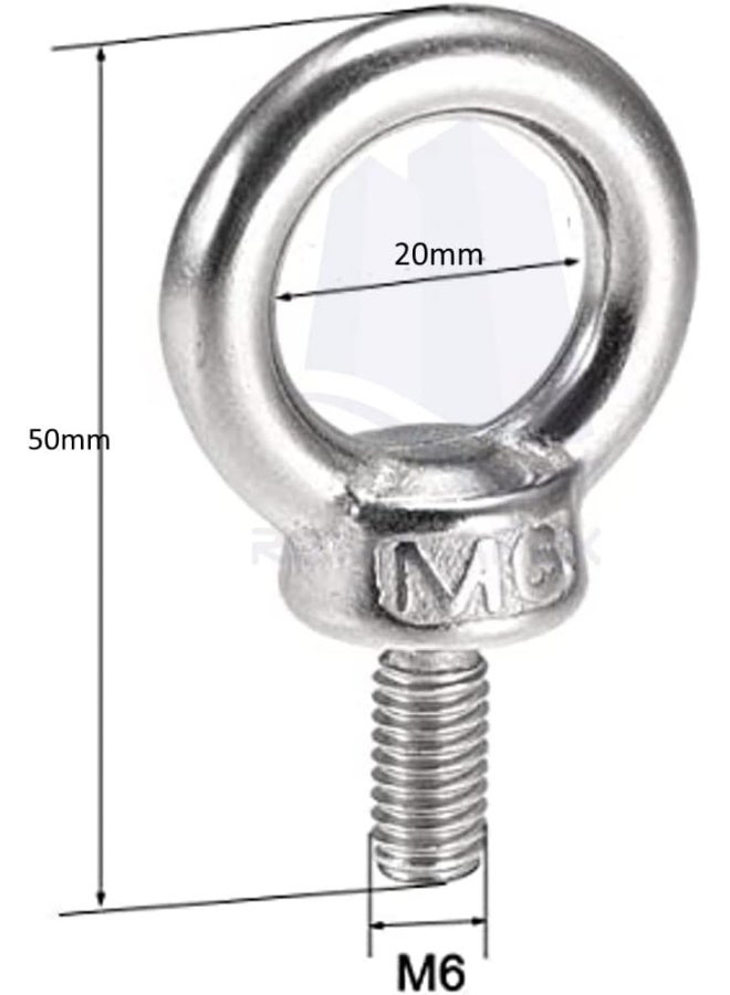 Biella 2Pcs Gi Lifting Ring Eye Bolts Male Thread Screw For Lifting Equipment, Binding Rope Etc (6Mm)  - Image 2