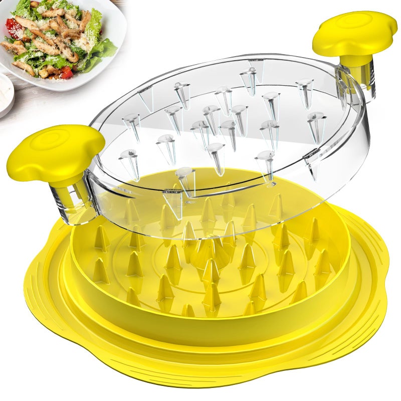 Chicken Shredder Large Chicken Breast Shredder Tool Twist with BrushFork Visible Meat Shredder Machine AntiSlip Strip Ergonomic Handle BPA Free Suitable for Pork Beef ChickenYellow