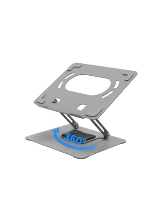 حامل لابتوب، قاعدة دوارة قابلة للتعديل بزاوية 360 درجة، حامل لابتوب مريح قابل للتعديل، قاعدة رفع الكمبيوتر متوافقة مع اللابتوبات بين 10-15.6 بوصة (فضي) - Image 1