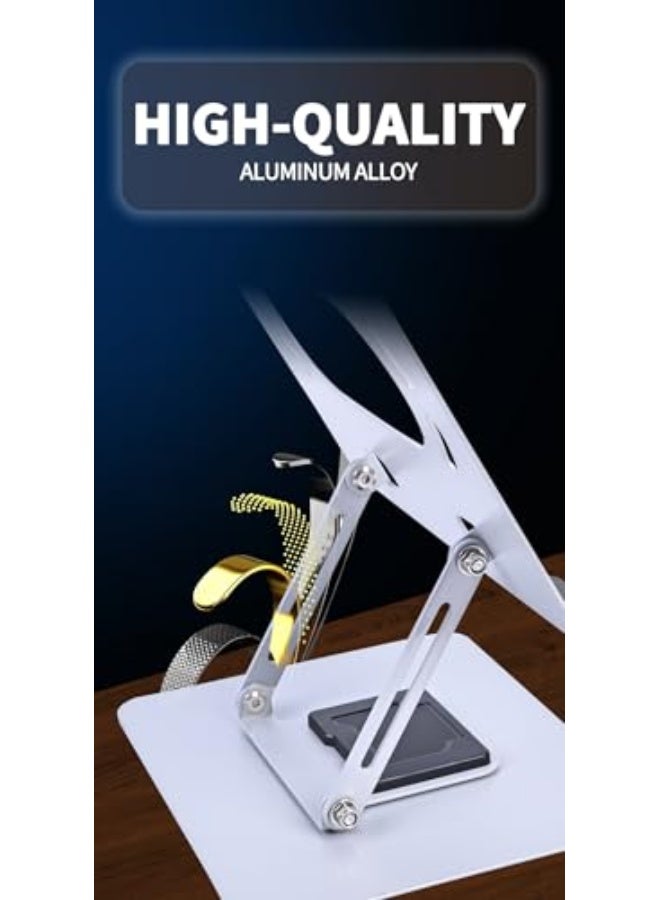 حامل لابتوب، قاعدة دوارة قابلة للتعديل بزاوية 360 درجة، حامل لابتوب مريح قابل للتعديل، قاعدة رفع الكمبيوتر متوافقة مع اللابتوبات بين 10-15.6 بوصة (فضي) - Image 4