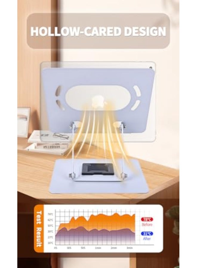 حامل لابتوب، قاعدة دوارة قابلة للتعديل بزاوية 360 درجة، حامل لابتوب مريح قابل للتعديل، قاعدة رفع الكمبيوتر متوافقة مع اللابتوبات بين 10-15.6 بوصة (فضي) - Image 5