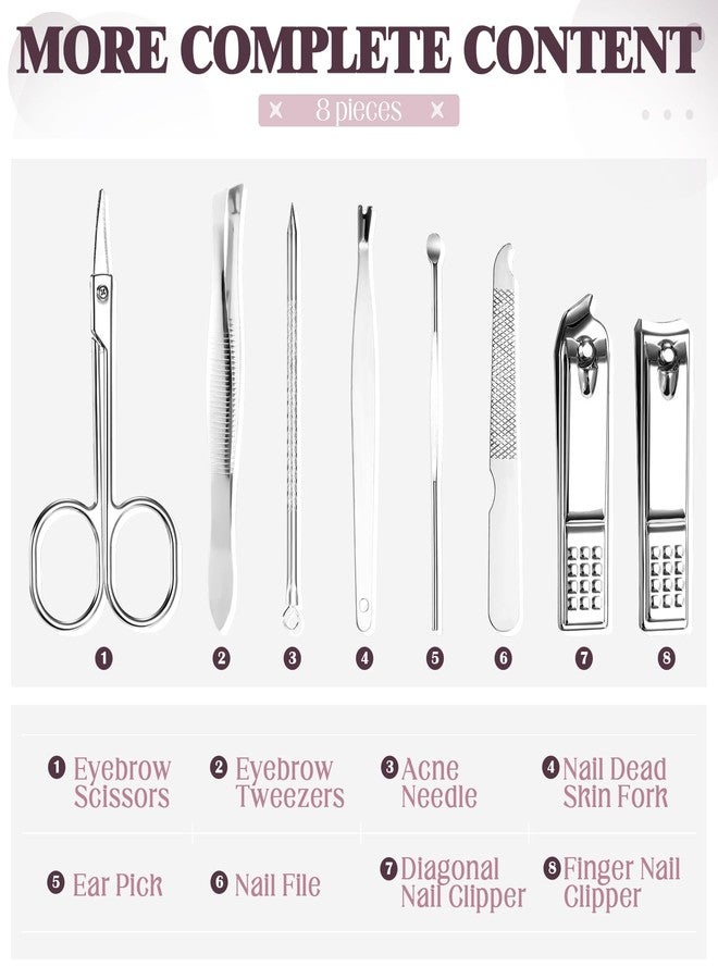 Geosar 12 Set 8 in 1 Manicure Set Stainless Steel Nail Clippers Kit Pedicure Care Tools with Leather Case Travel Grooming Kit Gift for Women Men(Glitter Candy Color) - Image 5