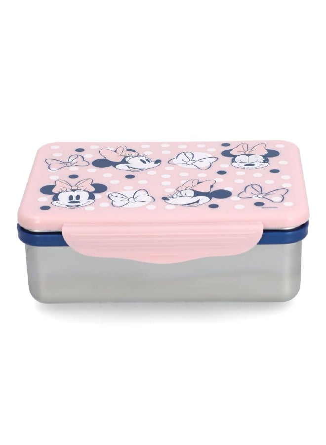 STOR Stainless Steel Rectangular Minnie Mouse Theme Lunch Box Multicolor 193 ml  - Image 1