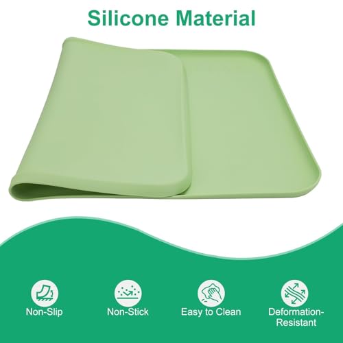 EEEKit Silicone Mat for Crafts, 23.6" x 15.7" Painting Mat with Raised Sides to Stay Tidy, Silicone Crafting Sheet for Crafts Creation, Green - Image 3